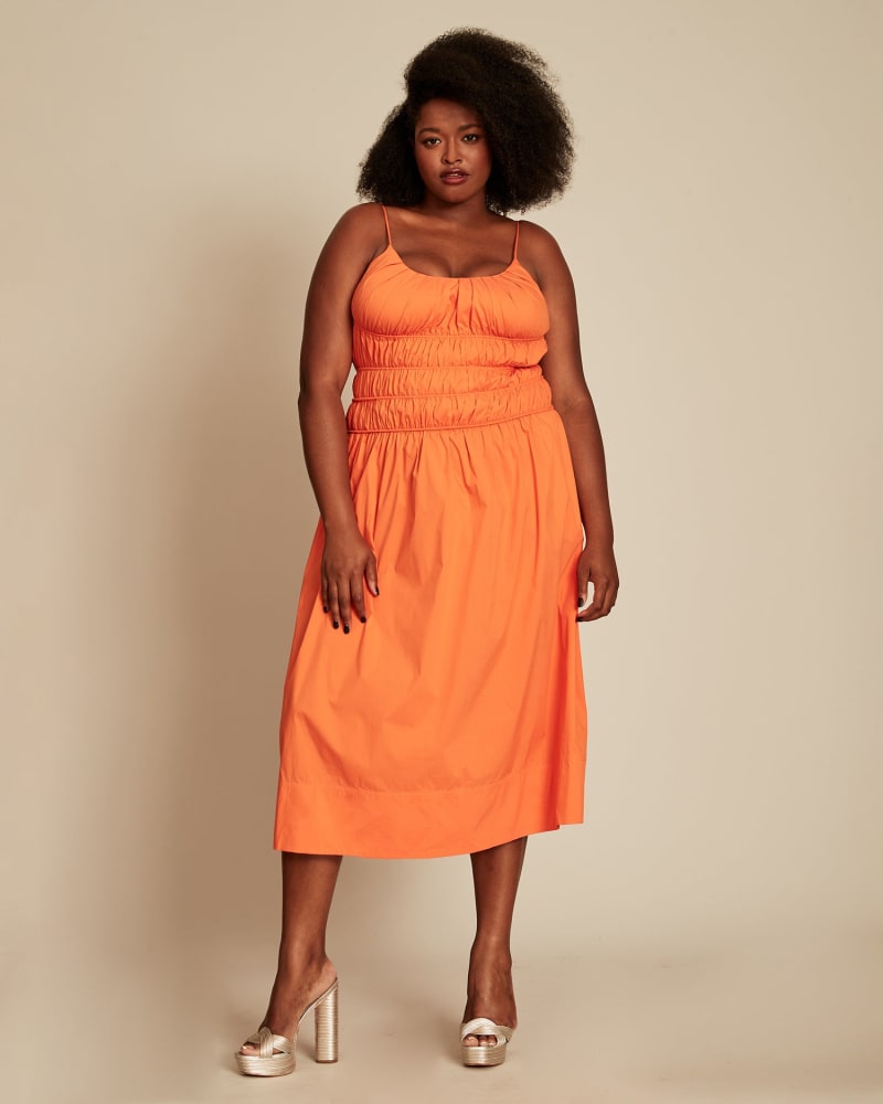 Front of a model wearing a size 16 Gabriella Dress in ORANGE by Tanya Taylor. | dia_product_style_image_id:226810